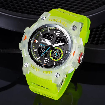 Sport Watch Military Wristwatch for Men Alarm Stopwatch LED Digital Back Light Dual Time Display Waterproof Watch Men 8007