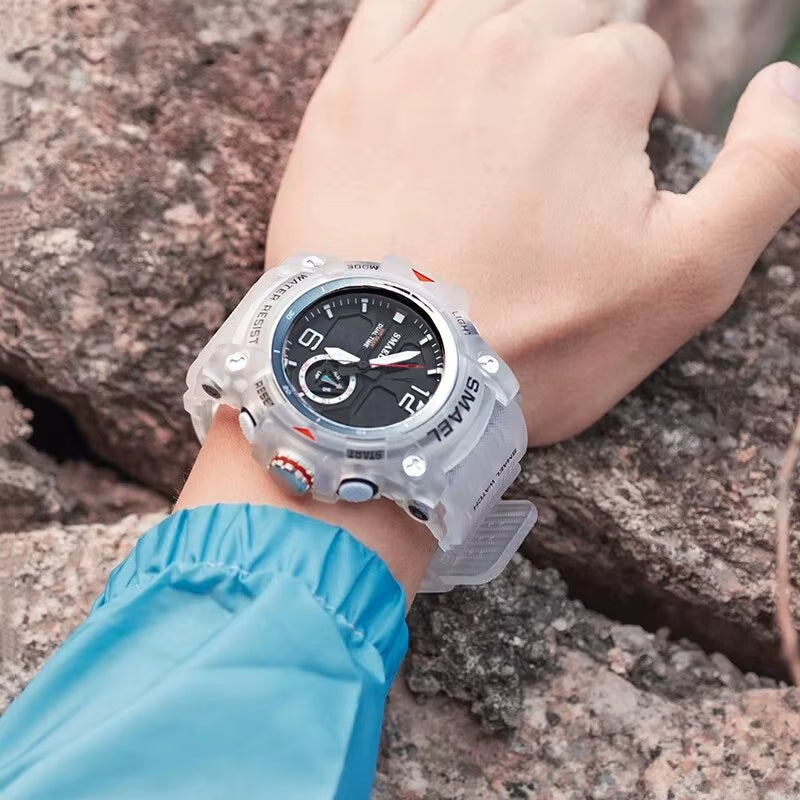 Sport Watch Military Wristwatch for Men Alarm Stopwatch LED Digital Back Light Dual Time Display Waterproof Watch Men 8007