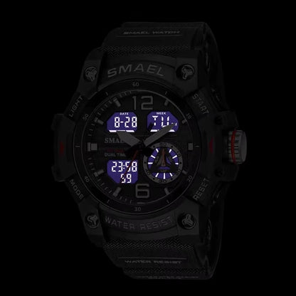 Sport Watch Military Wristwatch for Men Alarm Stopwatch LED Digital Back Light Dual Time Display Waterproof Watch Men 8007